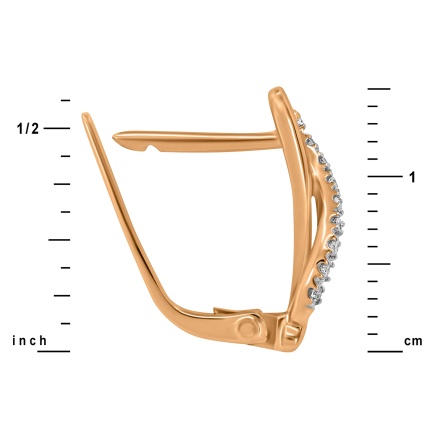 Earrings Featuring 18 Diamonds. Hypoallergenic 585 Rose Gold, Rhodium Detailing. View 2