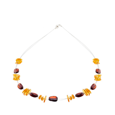 Amber Necklace for Young and Young at Heart Women. Sterling Silver Clasp