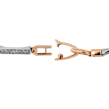 Diamond Bracelet with Stylized Greek Key Links. Tested 585 (14K) Rose and White Gold. View 4