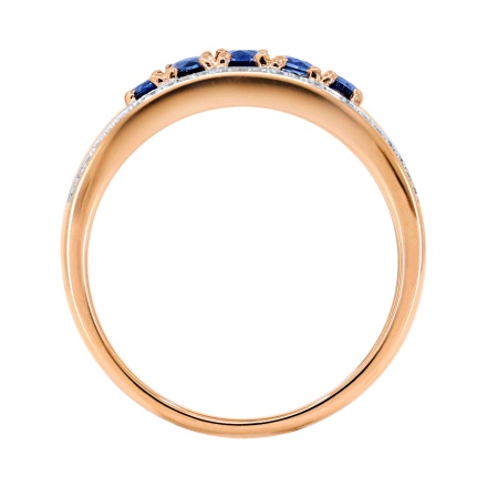 Diamond Edges with Sapphire Center Row Ring. Angle 4
