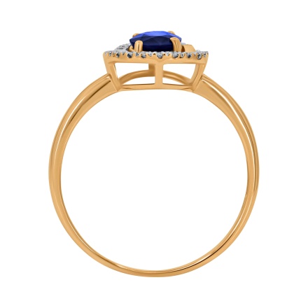 Split Shank Ring with Sapphire and 22 Diamonds, Angle 3