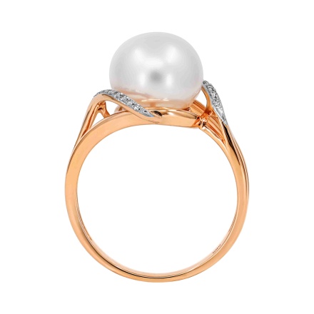 'Afrodite' Pearl and Diamond Ring - Side Angle 3