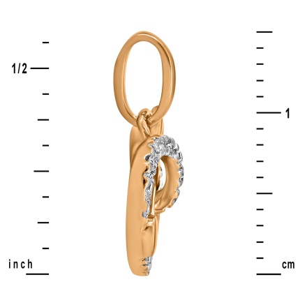 "Heart and Arrow" Pendant Featuring 16 Diamonds - Height 15mm