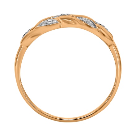 Ring Featuring 10 Diamonds. Hypoallergenic 585 Rose Gold, Rhodium Detailing. View 4