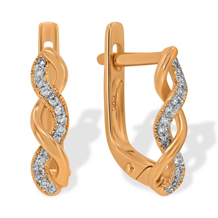 'Infinity Love' Earrings Featuring 26 Diamonds. Hypoallergenic 585 Rose Gold, Rhodium Detailing