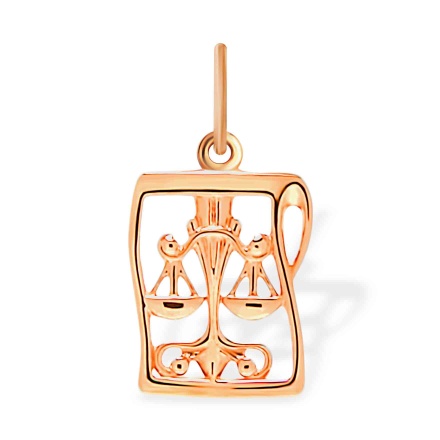 Manuscript-inspired Gold Pendant 'Libra'. September 23 - October 23