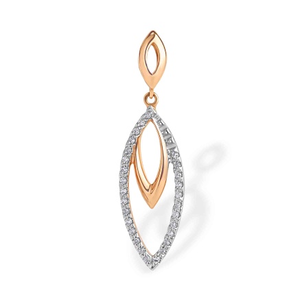 Double Marquise Shape Drop Diamond Pendant. 585 (14kt) Rose Gold, Rhodium Detailing