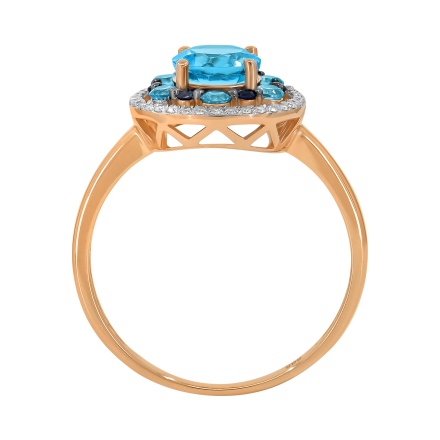 Designer Ring True Blues of 14Kt Rose Gold. Angle 4