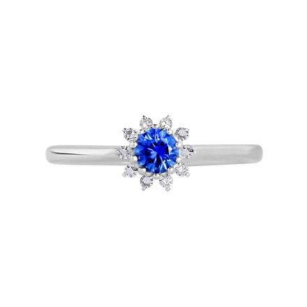Sapphire and Diamond Starburst Ring-Engagement Ring. View 2