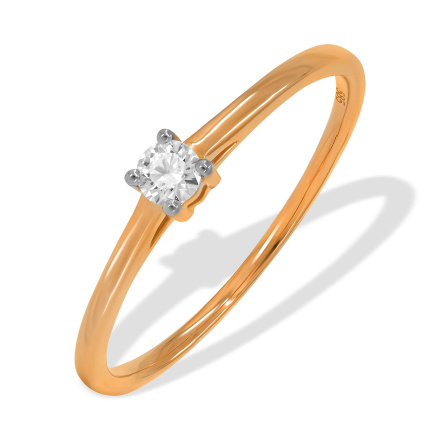 Classic Engagement Ring with 3.3mm Natural Diamond. Hypoallergenic Cadmium-free 585 (14K) Rose Gold