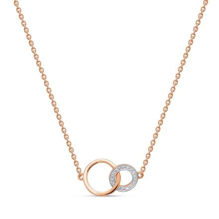 'Unity' Diamond Necklace. Certified 585 (14kt) Rose Gold, Rhodium Detailing