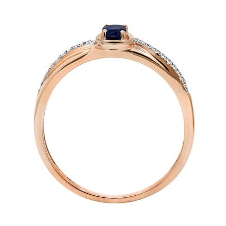 Ring with Oval Sapphire Flanked by 20 Tiny Diamonds - Angle 4