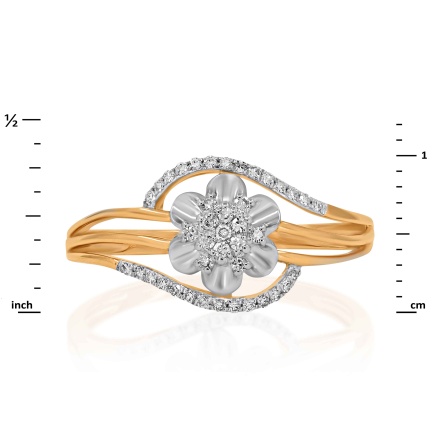 Rosebud Motif Engagement Ring with 41 Diamonds, Angle 2