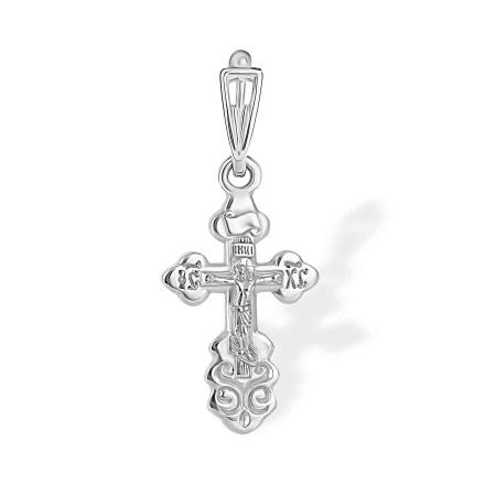 'IHЦI' Russian Cross Pendant for Children. Certified 585 (14kt) White Gold