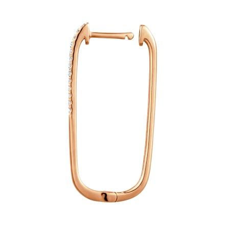 Rectangle Huggie Earrings with 52 Diamonds. Angle 2