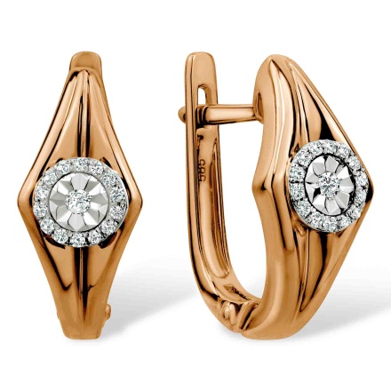 Spotlight Diamond Earrings in Two-tone Gold. Tested 585 (14K) Rose and White Gold