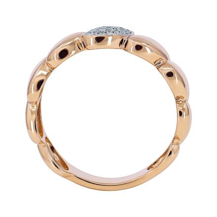 Puffy Ring Featuring 23 Pave Diamonds. Hypoallergenic Cadmium-free 585 (14K) Rose Gold. View 4