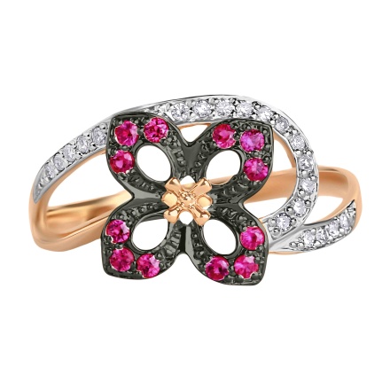 Butterfly Diamond Ruby Ring. view 3