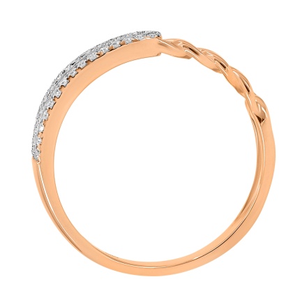 Diamond Ring of Open Concept and Chainlink Design. Hypoallergenic 585 Rose Gold, Rhodium Detailing. View 5