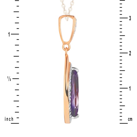 Marquise-shaped Amethyst Pendant. 'Empress' Series, 585 Rose Gold. View 3