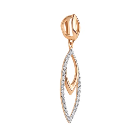 Double marquise drop pendant with diamonds in 585 rose gold. View 2