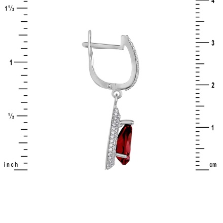 Size of Garnet Teardrop White Gold Earrings