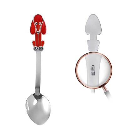 Child Silver Spoon with a  Spaniel Dog. View 2