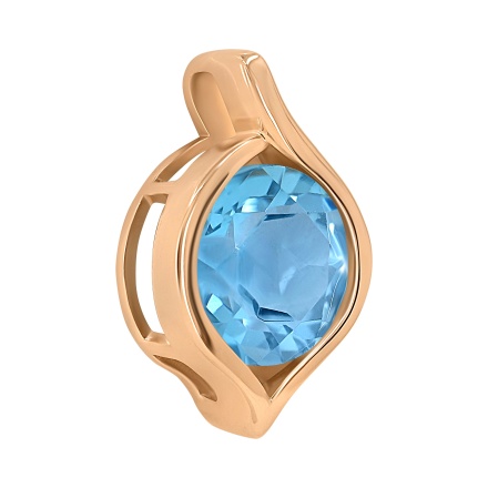 Slide Pendant with a 9mm Statement Blue Topaz - Angle 2