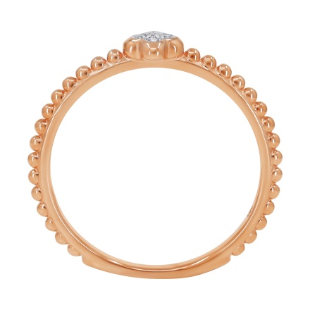 Hypoallergenic Ring with Diamond Flower and Golden Beads - Angle 4