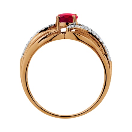 Gorgeous Ring Featuring Oval Ruby and Diamonds - Angle 4