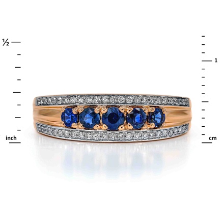 Diamond Edges with Sapphire Center Row Ring. Angle 2