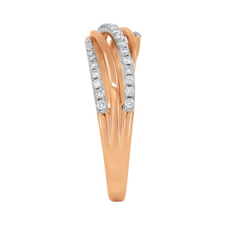 Diamond Multi-row Wavy Ring in Hypoallergenic 585 Rose Gold - Angle 3