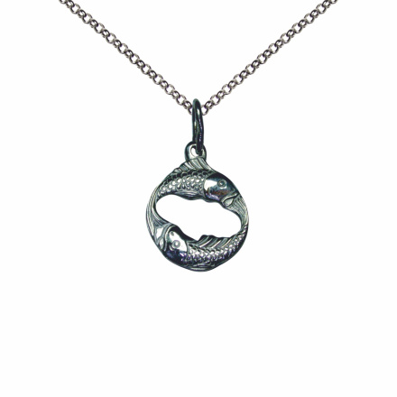 Pisces Zodiac Sterling Silver Pendant. Pisces Zodiac: February 19 - March 20