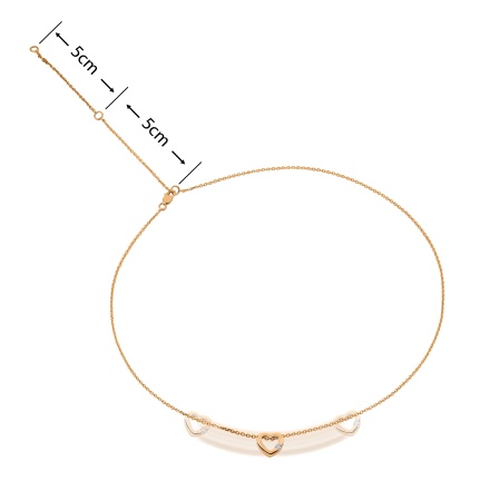 Gold Necklace with Sliding Heart Set with Diamond - Angle 2