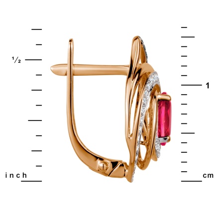 "Fantasy" Ruby and Diamond Earrings: Height 15mm