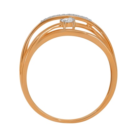 "Spellbinding Elegance" Diamond Ring. Hypoallergenic 585 Rose Gold, Rhodium Detailing. View 4