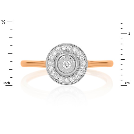 Illusion Set Diamond with Diamond Halo Ring, Angle 2