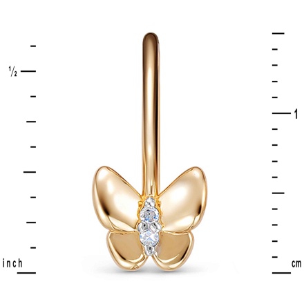 Height of Butterfly Diamond Earrings for Kids. View 3