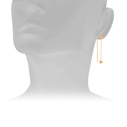Gold Star and Drop Ball Threader Earrings on a Mannequin