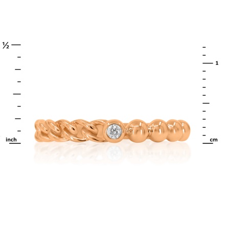 Hypoallergenic 585 Rose Gold 'Links and Beads' Ring with a Full-cut Diamond - Angle 2