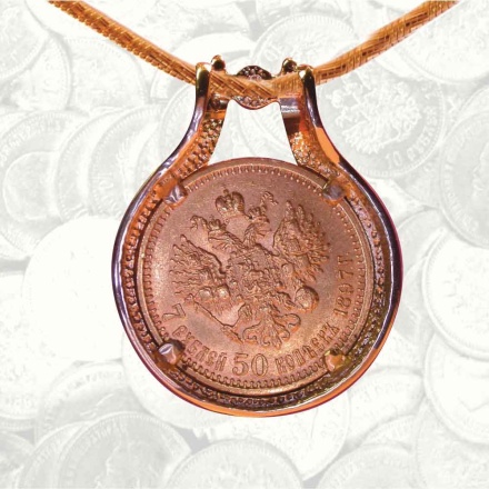 Half-Imperial Coin Diamond Slide Pendant. Special Order. View 2