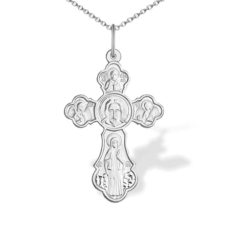 5 Holy Images Orthodox Silver Cross. Religious Symbolism in Orthodoxy