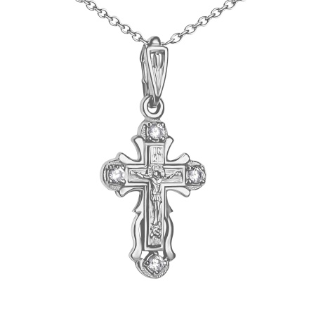 CZ Orthodox Cross Pendant for Her. View 2