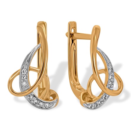 Whimsical Earrings Featuring 14 Diamonds. Hypoallergenic 585 Rose Gold, Rhodium Detailing