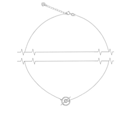 Diamond Circle-n-Bar White Gold Necklace. Adjustable 45cm to 50cm. 14kt (585) White Gold