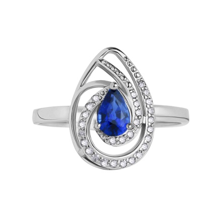 Sapphire and Diamond Pear-shaped Ring. View 2