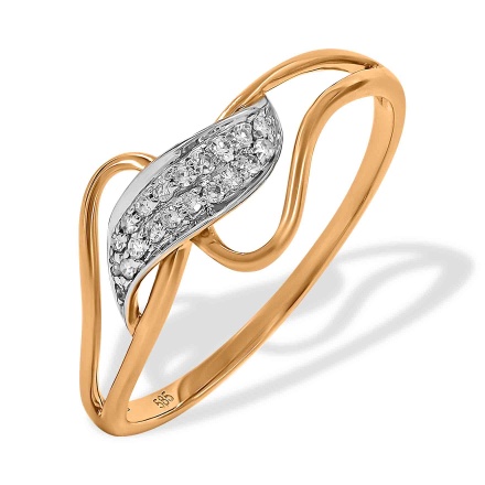 Ring Featuring 20 Diamonds. Hypoallergenic 585 Rose Gold, Rhodium Detailing