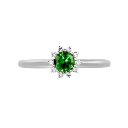 Emerald and Diamond Starburst Ring. View 2