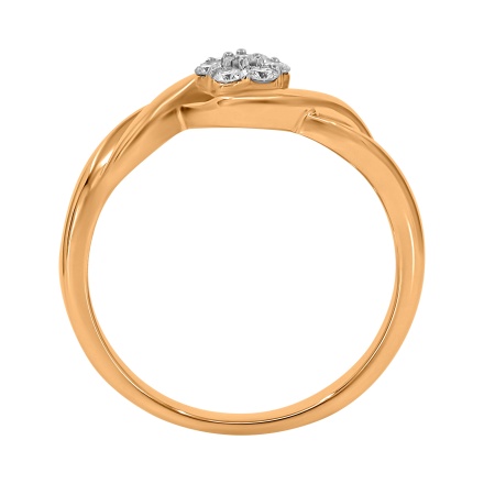 Ring Featuring 7 Diamonds. Hypoallergenic 585 Rose Gold, Rhodium Detailing. View 4