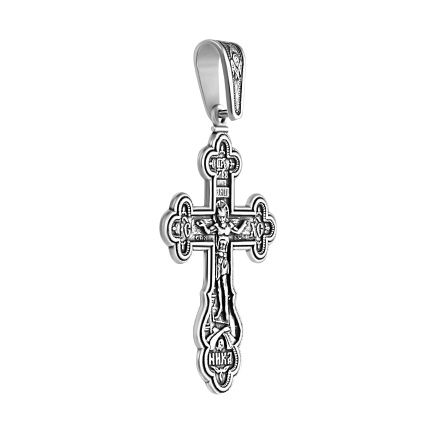 Blackened Silver Pectoral Cross pendant. View 2